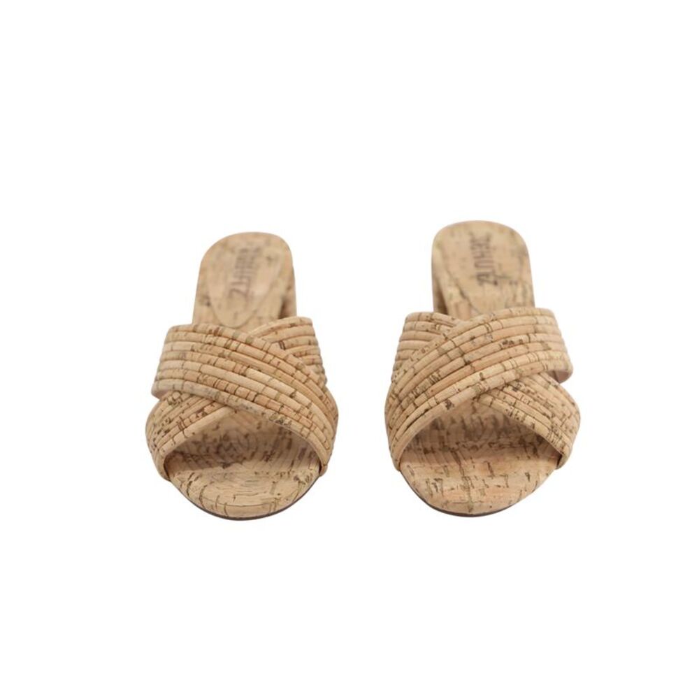 Schutz Ana Kate Open Toe Sandals in Beige Cork - Picture 2 of 9